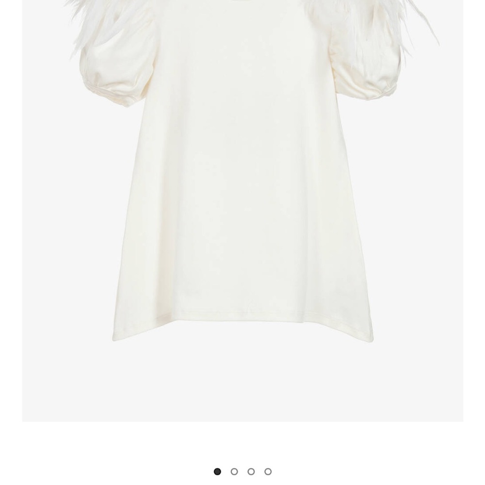 Elegant Cream Kids Dress with Feather Details